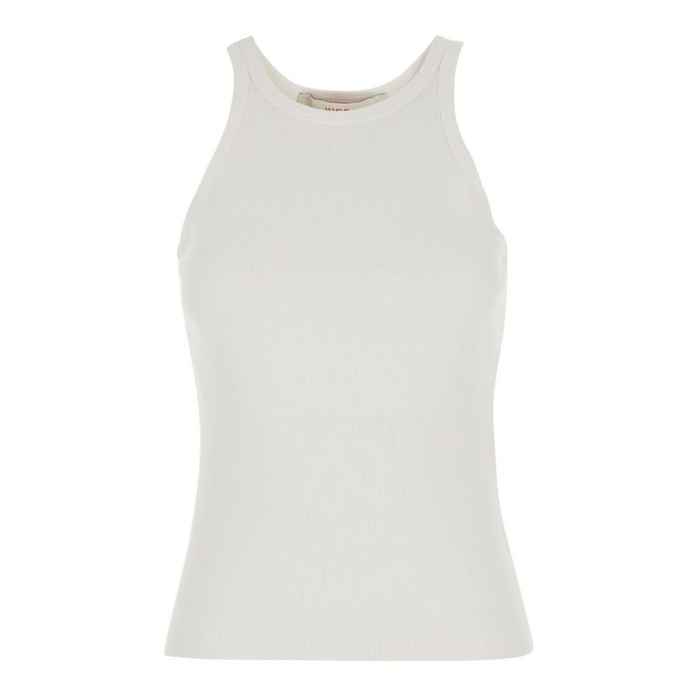 Jucca Women White Top With Round Neckline And Ribbed Design In Cotton Women